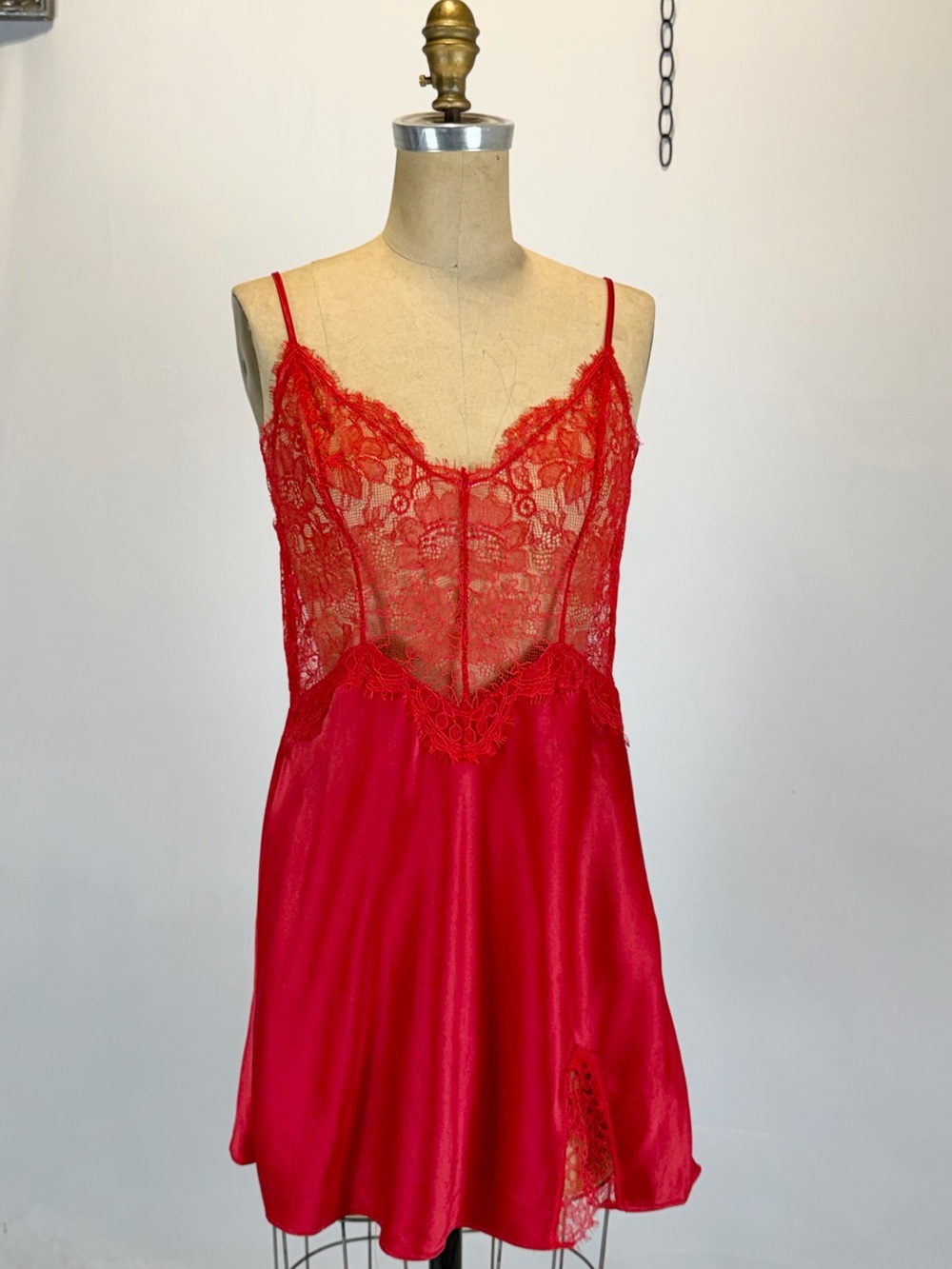 Victorias Secret cherry lipstick red nighty negligee lace nightgown lingerie - Picture 6 of 10